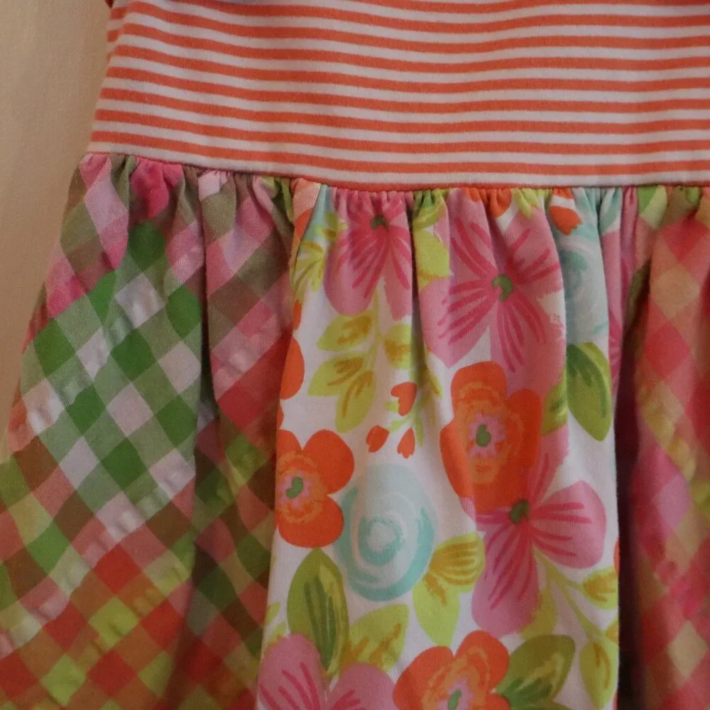 Bonnie Jean 4T Girls Dress Orange with stripes and floral patterns